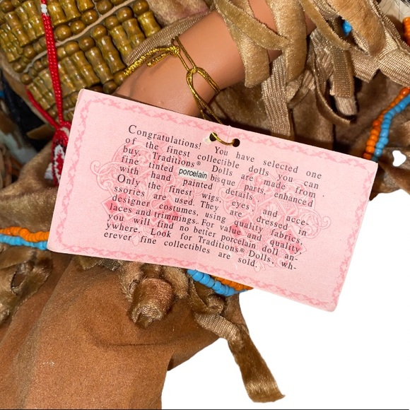 Authentic Hand Painted Native American Porcelain Doll - Picture 5 of 8